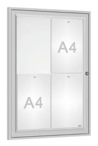 Gablota Reference jednodrzwiowa, 4xA4, rama aluminiowa anodowana, głębokość 30mm