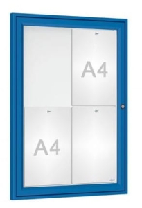 Gablota Reference jednodrzwiowa, 4xA4, rama aluminiowa malowana, głębokość 30mm
