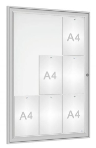 Gablota Reference jednodrzwiowa, 9xA4, rama aluminiowa anodowana, głębokość 30mm
